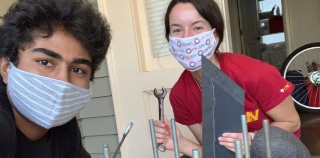 Students from the USC Rocket Propulsion Laboratory working on their liquid bipropellant engine and test stand remotely. (Image courtesy of Shiva Balachander.)