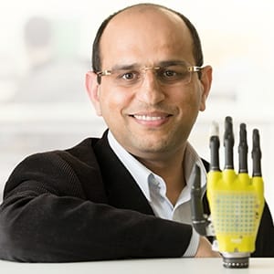 Professor Dahiya and his team are targeting the use of implantable devices and synthetic skin for prosthetics in their new research. (Image courtesy of the University of Glasgow.)