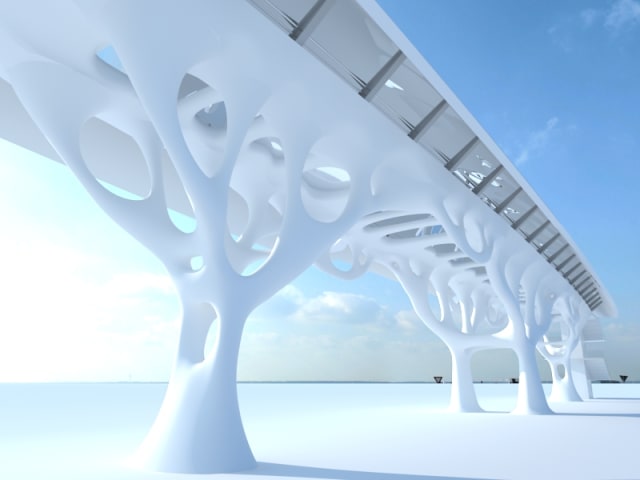Luca Frattari, global director AEC at Altair, designed a walking bridge inspired by nature and using topology optimization. (Image courtesy of Altair.)