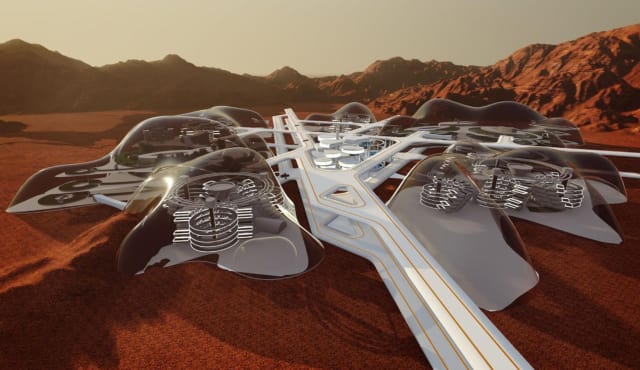 An HP Mars Home Planet finalist’s rendering of what living on Mars might look like. (Image courtesy of HP.)