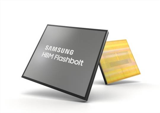 The new 16GB HBM2E Flashbolt. (Image courtesy of Samsung.)