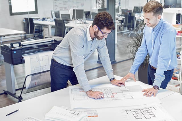 Designed with a smaller footprint in mind, for architecture firms and construction offices, the HP DesignJet T830 24-inch Multifunction Printer enables users to scan, print, copy and collaborate by sharing drawings, renders, project schedules and presentations, among other things. (Image courtesy of HP.)