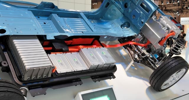 Lithium-Ion battery pack in the Nissan Leaf. (Image courtesy of Wikipedia user Tennen-Gas.)
