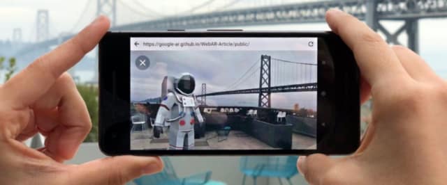 If you want to move the model, you tap it and drag it where you want. To rotate it, drag with two fingers. According to the post, Google’s developers have shown that “clear interface cues are key to helping users learn how AR works.” (Image courtesy of Google.)