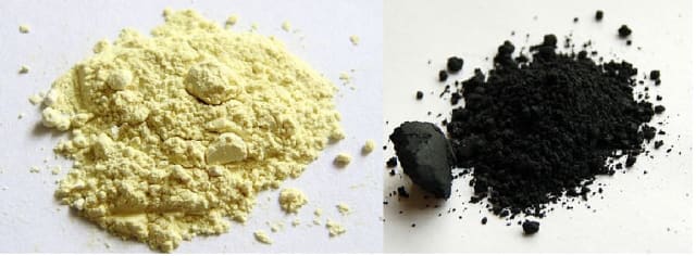 Tin oxide SnO2 (left) and manganese oxide MnO2 (right)