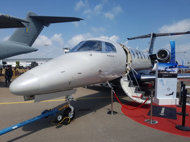 Also on display at the air show is the Embraer Phenom 300E.