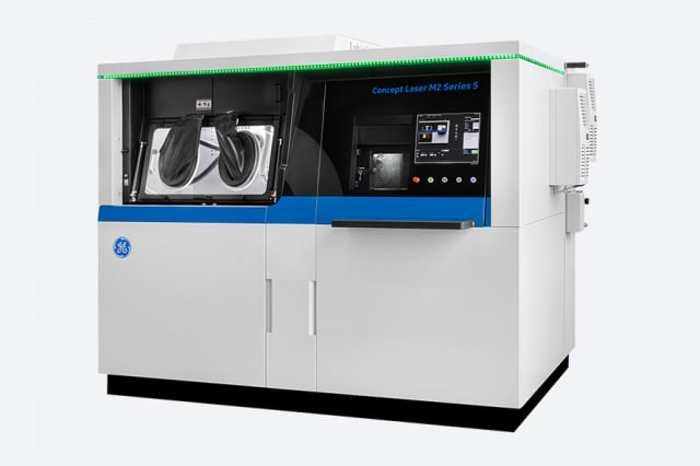 The Concept Laser M2 Series 5 can be used to 3D print metal aviation parts, significantly decreasing repair time. (Image source courtesy of GE.)