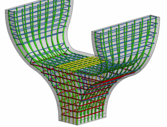 Revit 2018 allows the insertion of rebar in more complex concrete shapes. (Image courtesy of Autodesk.)