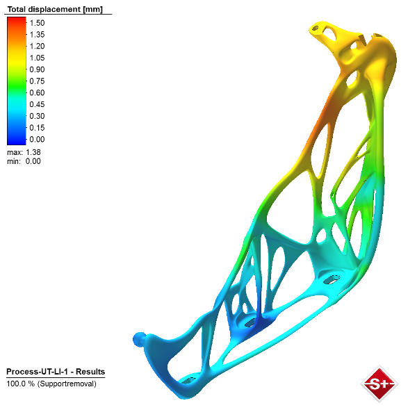 Figure 2. Simufact Additive displacement plot. (Image courtesy of Simufact.)