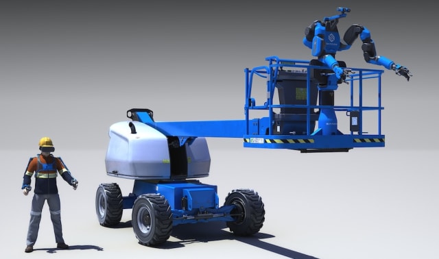 Guardian XT is an intuitive robot controlled by a user. It mimics the natural reflexes, instincts and judgment of the user to perform complex tasks in unstructured environments, keeping the user safe. (Image courtesy of Sarcos.)