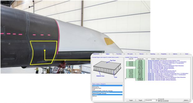 Figure 2. HyperSizer was used for optimizing the plane’s sandwich panels. (Image courtesy of Collier Research.)