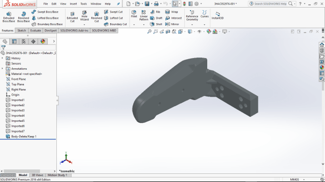 Robotic gripper component in SOLIDWORKS. (Image courtesy of the author.)