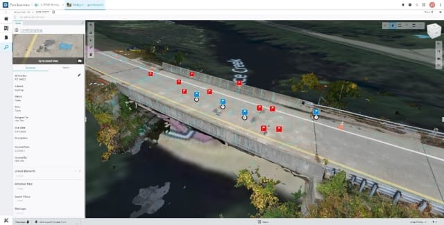 Remote Inspection view in iTwin Experience for 75 highway exits in Monroe, Mich. Image: Collins Engineers Inc.