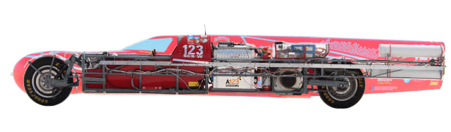 Figure 2. 300 lb of lithium batteries located behind the driver power the KillaJoule. (Image courtesy of evahakanssonracing.com.)
