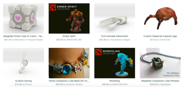 Valve-inspired merchandise, 3D printed by Shapeways. (Image courtesy of Shapeways.)