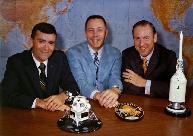 Apollo 13 astronauts James Lovell Jr., Fred Haise Jr. and John Swigert Jr. (Image courtesy of NASA.)