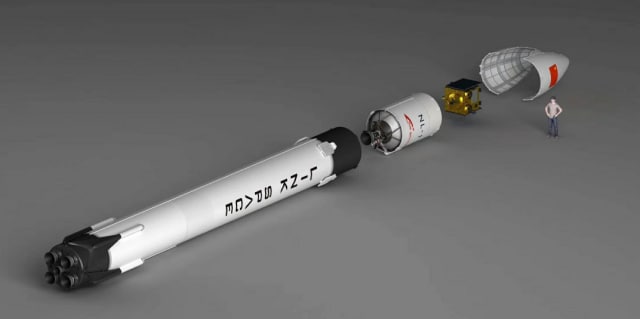 The liquid-fuelled 2-stage Newline-1 rocket. (Image courtesy of LinkSpace.)