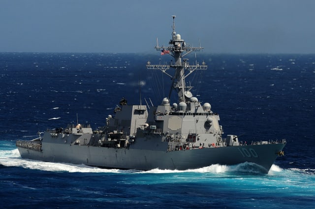 The Arleigh Burke-class guided missile destroyer USS Kidd (DDG 100) sails off the coast of Southern California in 2011. The ship was buzzed by 6 drones in a 2019 incident. (Picture courtesy of the U.S. Navy.)