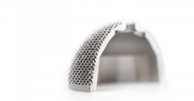 LimaCorporate’s 3D-printed hip cup with trabecular design for improved bone growth. (Image courtesy of LimaCorporate.)