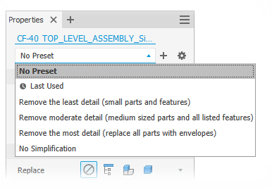 Four built-in presets in the Simplify command.