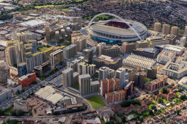 A rendering of the 85-acre master plan for the Wembley Park neighborhood. (Image courtesy of Quintain.)