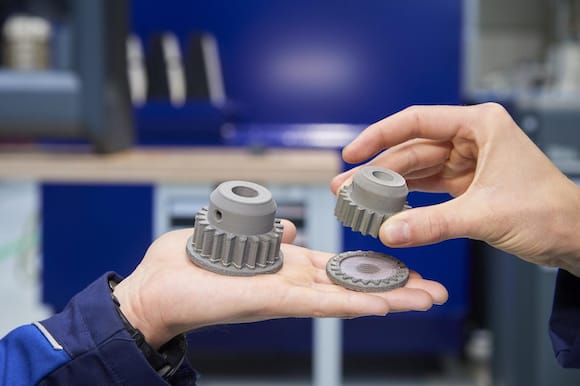 A part produced using Desk Metal additive manufacturing technology the BMW Group’s Additive Manufacturing Campus. (Image courtesy of the BMW Group.)