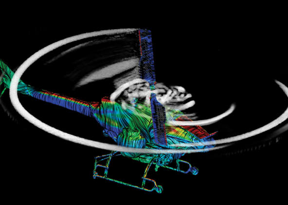 Acoustic and fluid simulation work together to show sound waves. (Image courtesy of MSC.)