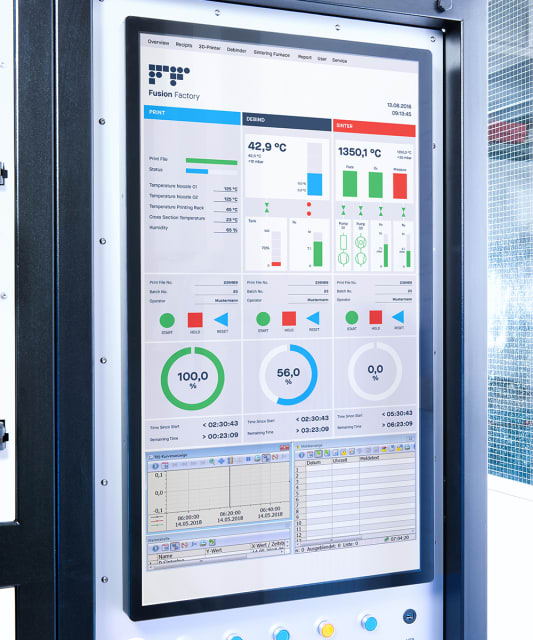 The large touchscreen interface of the Fusion Factory’s control unit. (Image courtesy of Xerion.)