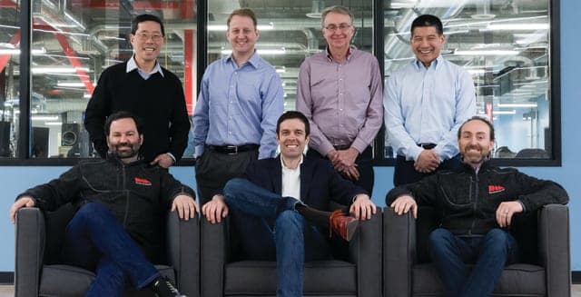 Desktop Metal cofounders.Front left to right: CEO RicFulop, A. John Hart and Jonah Myerberg. Standing left to right: Yet Ming-Chiang, Chris Schuh, Ely Sachs and Rick Chin. (Image courtesy of Desktop Metal.)