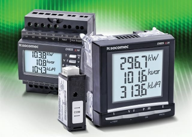 Socomec DIRIS A power meters. (Image courtesy of AutomationDirect.)
