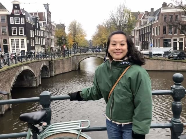 Chu and her bike in Amsterdam.