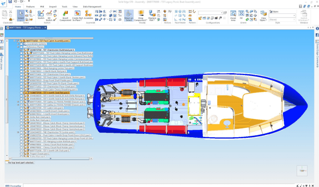 Figure 2b. Major design changes, such as the engines, feed back into the boat’s weight model to check for performance and balance.