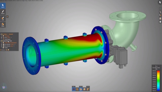 Performing a structural analysis on interactive geometry in ANSYS Discovery Live. (Image courtesy of ANSYS.)