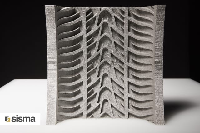 A stainless steel tire mold 3D printed with the mysint300. (Image courtesy of Sisma.)