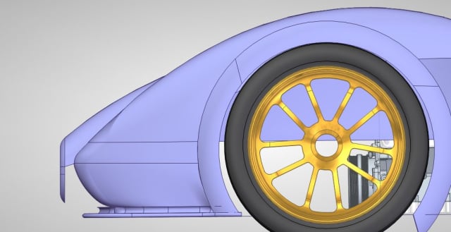 A CAD model of the LRT-1 supercar being designed by LEE Race Technology. (Image courtesy of LEE Race Technology.)
