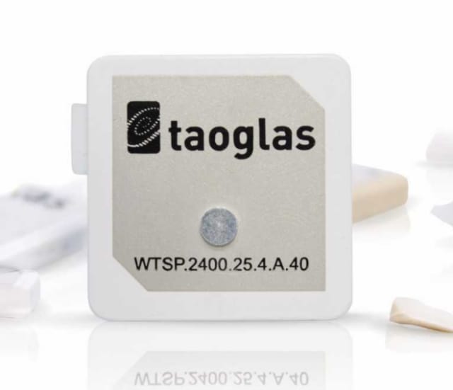 The 25mm Embedded 2.4GHz Taoglas Terrablast patch antenna. (Image courtesy of Taoglas.)