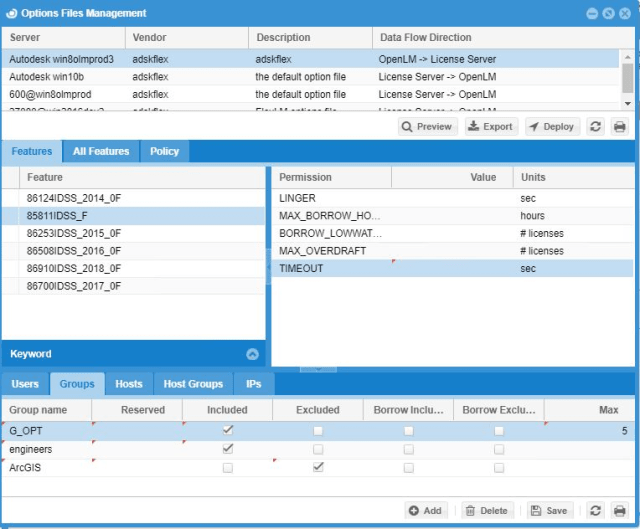 Managing Option Files with License Allocation Manager. (Image courtesy of OpenLM.)