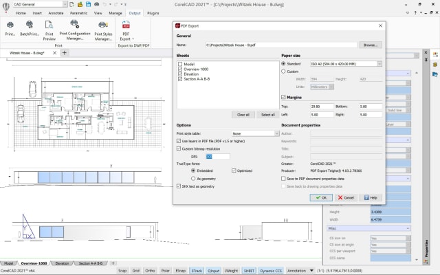 Enhanced PDF output allows for file size adjustment and setting the quality of raster and vector images when exporting to PDFs. (Image courtesy of Corel.)
