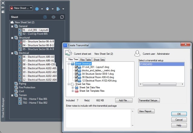 Figure 4. New Sheet Set Manager, eTransmit.
