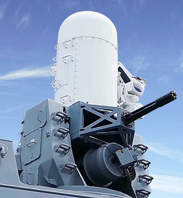 Phalanx automatic gun system aboard the USS Jason Dunham. (Picture courtesy of Wikipedia.)