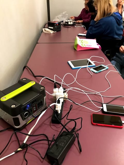 Mister, do you have an outlet? Electricity is a rarity in Marin County, Calif., which lost 99 percent of its power for two days. The Margaret Todd Senior Center, in Novato, turns on its generator and let’s charge our devices.