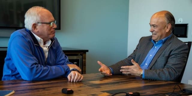 Jon Hirschtick (left) with CEO Jim Hepplemman in November 2019 when PTC acquired Onshape. (Picture courtesy of PTC.)