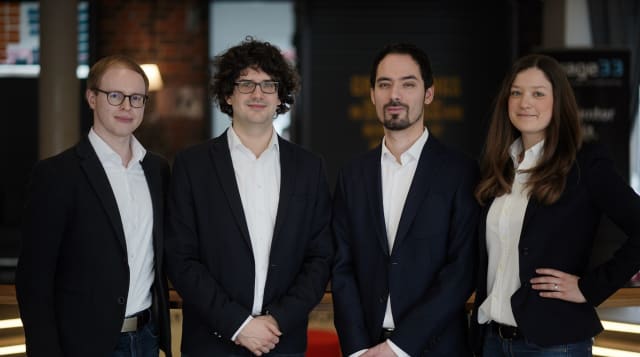 AMendate founders, from left, Gereon Deppe, CFO; Thomas Rieher, CEO; Steffen Vogelsang, CTO; and Anne Düchting, COO. (Picture courtesy of Hexagon.)
