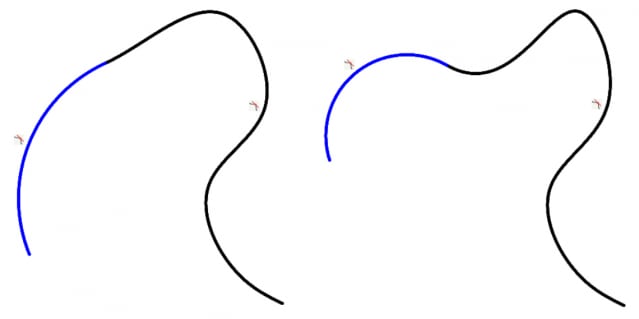 G2 continuity is ensured between 2D curves in C3D Solver 2018. (Image courtesy of C3D.)
