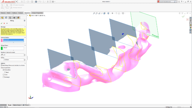 Mesh slicing in SOLIDWORKS 2019. (Image courtesy of SOLIDWORKS.)