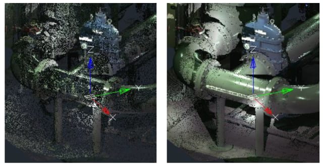 Users can choose the number/density of points displayed in point clouds for creating 3D models from them.