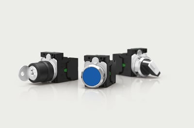 Series 61 E-Stop switches. (Image courtesy of RS Components.)