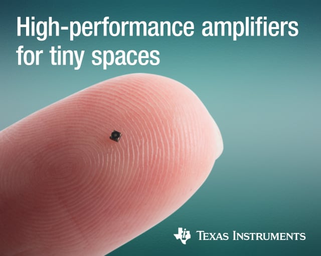 An op amp from Texas Instruments. (Image courtesy of Texas Instruments.)