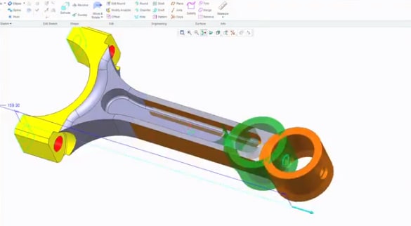 Screenshot de modelare directă în Creo Direct. (Pentru imagine, multumim PTC).