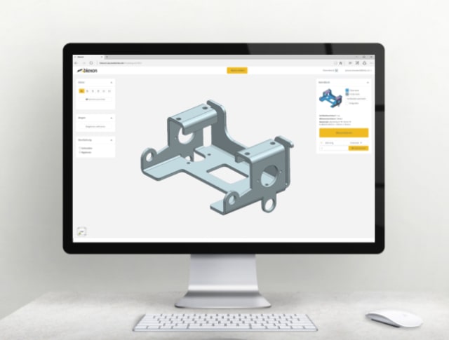 A sheet metal part takes shape based on model input at Blexon, which uses Buerli’s web-based CAD components. (Picture courtesy of Blexon.)